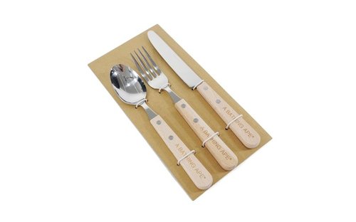 A Bathing Ape X Fork Spoon & Knife Wooden Utensils Set - Ivory