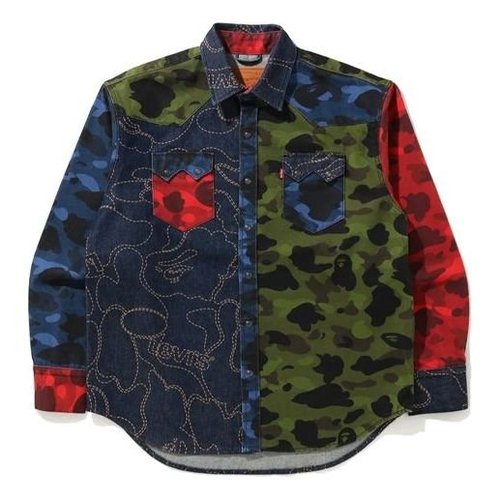 A Bathing Ape x Levis Crossover SS21 Camouflage Long Sleeves Shirt - TAN - 1H23-131-904