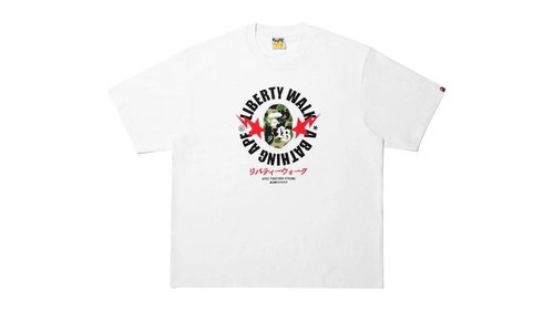 A Bathing Ape x Liberty Walk ABC Camo Ape Head Relaxed Fit Tee Shirt - White