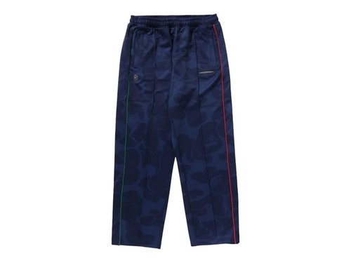 A Bathing Ape x Pagani Solid Camo Logo Relaxed Fit Track Pants - Navy Blue - 4580794034666