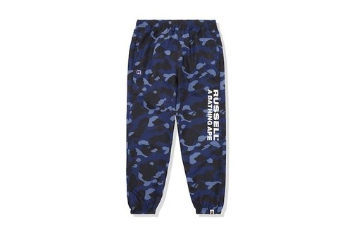 A Bathing Ape x Russell Camo Track Pants - Blue