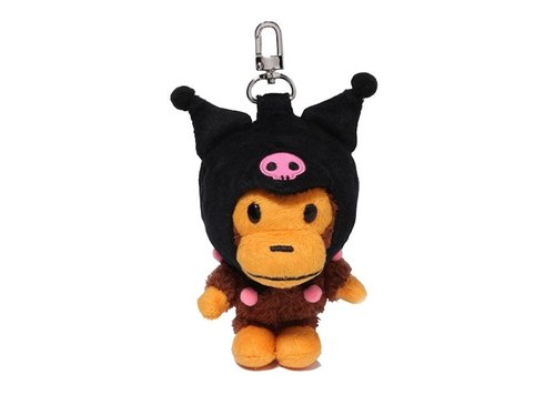 A Bathing Ape x Sanrio Characters Kuromi Milo Plush Doll Keychain - Black