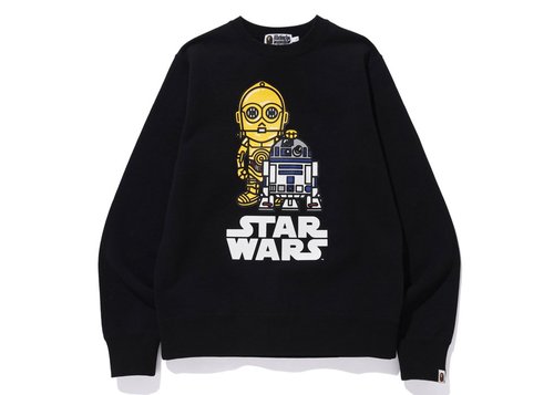 A Bathing Ape x Star Wars R2D2 & C3PO Crewneck Sweatshirt - Black
