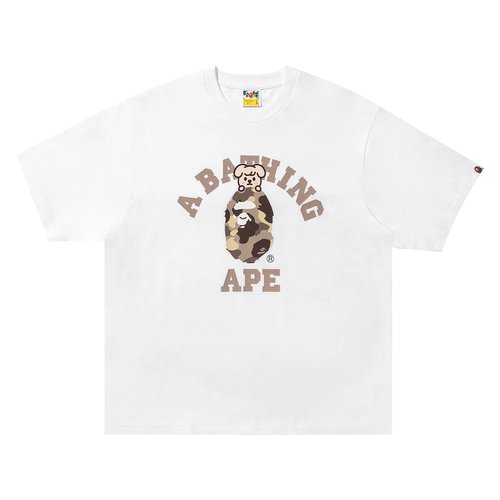 A Bathing Ape x Stray PuppyM College Tee - White - 1L73-110-944