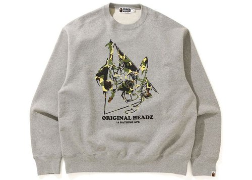 A Bathing Ape x UNKLE POINTMAN Logo Relaxed Crewneck Sweatshirt - Grey