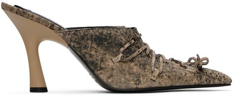 Acne Studios Beige Lace-Up Mules - Amr Beige/Green - FN-WN-SHOE000837