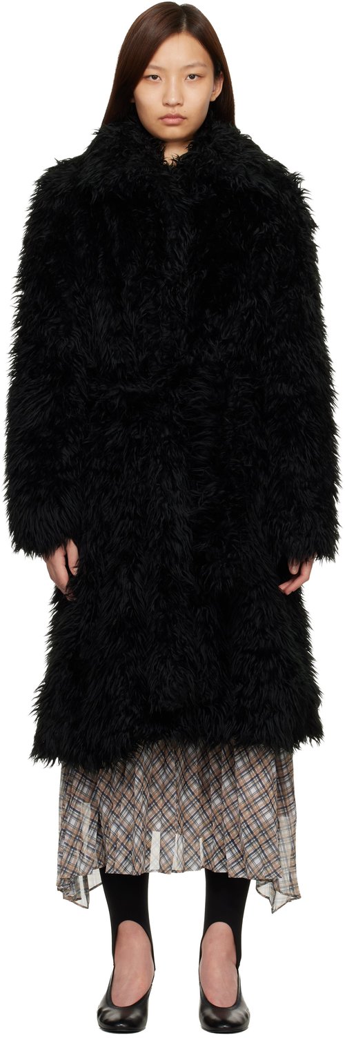 Acne Studios Belted Faux-Fur Coat - Black - A90657-900