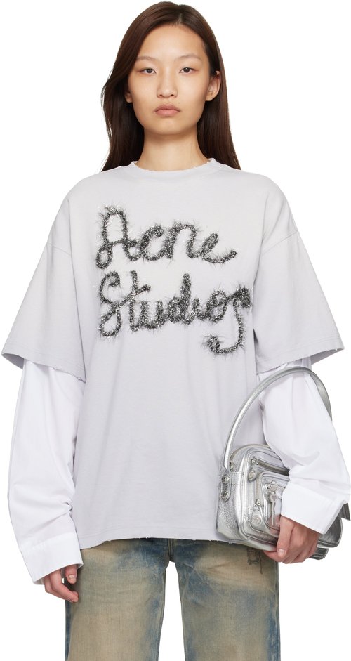 Acne Studios Blue Layered Logo T-shirt - Light blue - CL0422-228