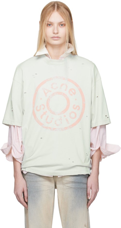 Acne Studios Blue Relaxed Fit Logo T-shirt - AQH Ice Blue - CL0294-