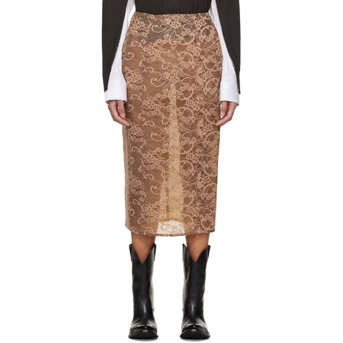 Acne Studios Brown Lace Midi Skirt - DHL Bronze Brown - AF0579-