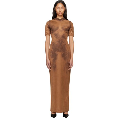 Acne Studios Brown Trompe L'Oeil Faux-Suede Maxi Dress - Cognac Brown - A20910-295