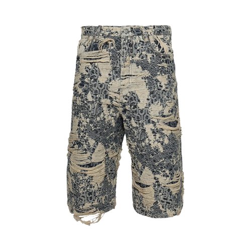 Acne Studios Denim Distressed Monogram Shorts | Size 46 - BE0197 BLUE