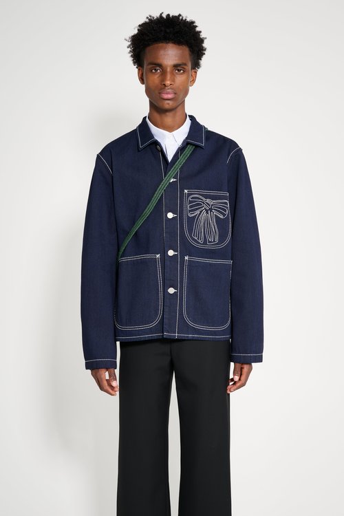 Acne Studios Blue Embroidered Denim Jacket - Indigo Blue - C90204-135