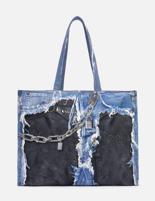 Acne Studios Denim Print Tote - Mid Blue