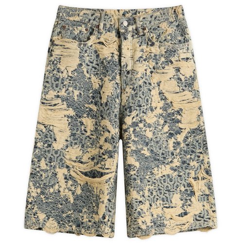 Acne Studios Distressed Monogram Denim Shorts - Mid Blue - BE0197-863