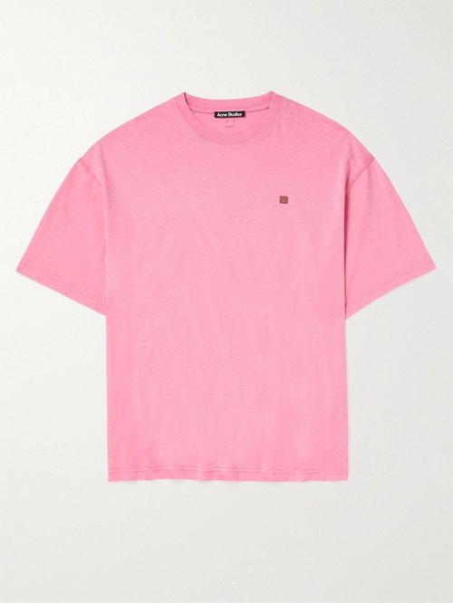 Acne Studios Exford Logo-Appliquéd Garment-Dyed Cotton-Jersey T-Shirt - Bubblegum Pink - CL0163-