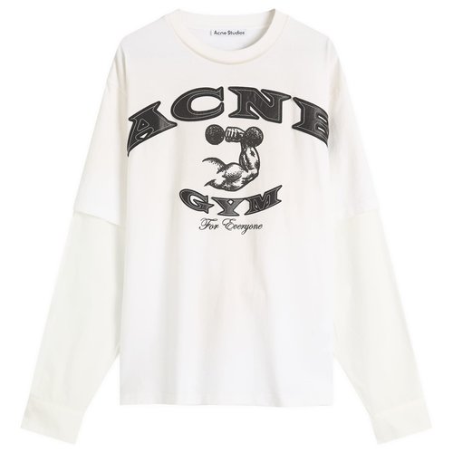 Acne Studios Layered Long-Sleeve Logo T-Shirt - Dusty White - CL0404-DC6