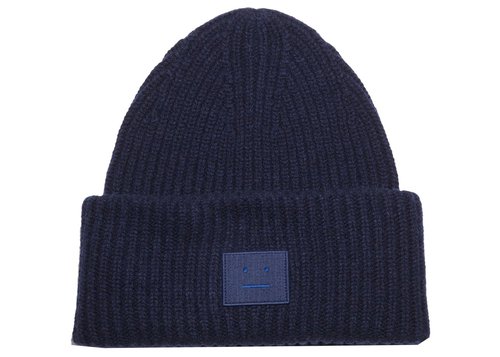 Acne Studios Face Logo Beanie - Navy Blue
