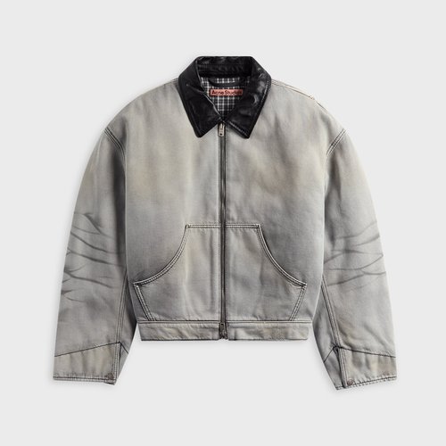 Acne Studios Faded Denim Bomber Jacket - White/Black - NB90882-AL4