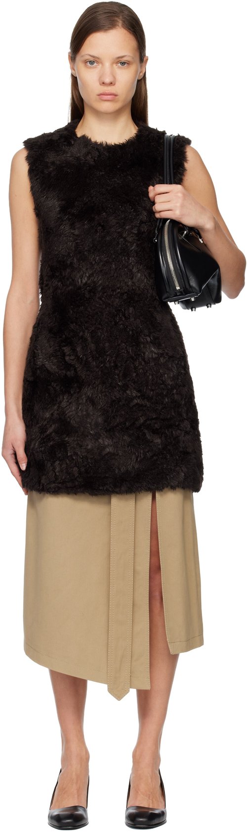 Acne Studios Faux-Fur Minidress - Brown - A20869-700