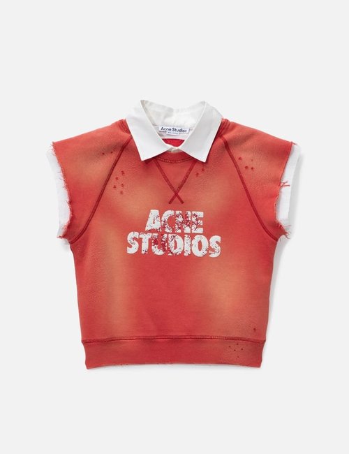 Acne Studios Fleece Logo Vest - Red/ White
