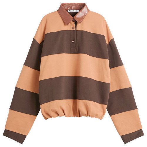 Acne Studios Folio Stripe Rugby Shirt - Dark Brown/Cognac Brown - AI0183-CY7