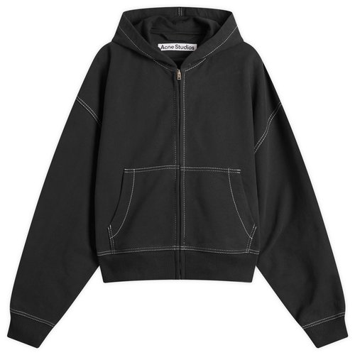 Acne Studios Foscar H U Zip Autograph Logo Zip Hoodie - Faded Black - CI0208-BM0