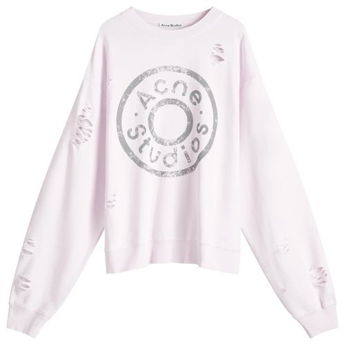 Acne Studios Franziska Button Logo Sweatshirt 'Faded Pink