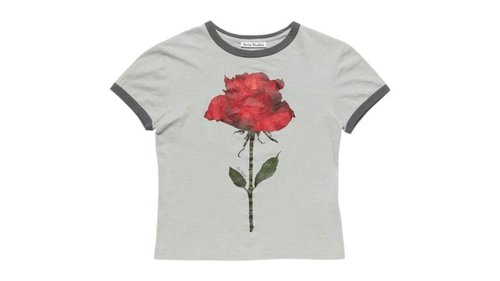 Acne Studios Graphic Rose T-Shirt - Grey/Red - RW-WN-TSHI000014 GREY