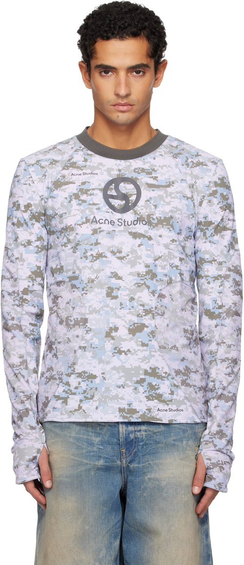Acne Studios Gray Camouflage T-shirt - Dt8 Pastel Khaki Cam - CL0356-