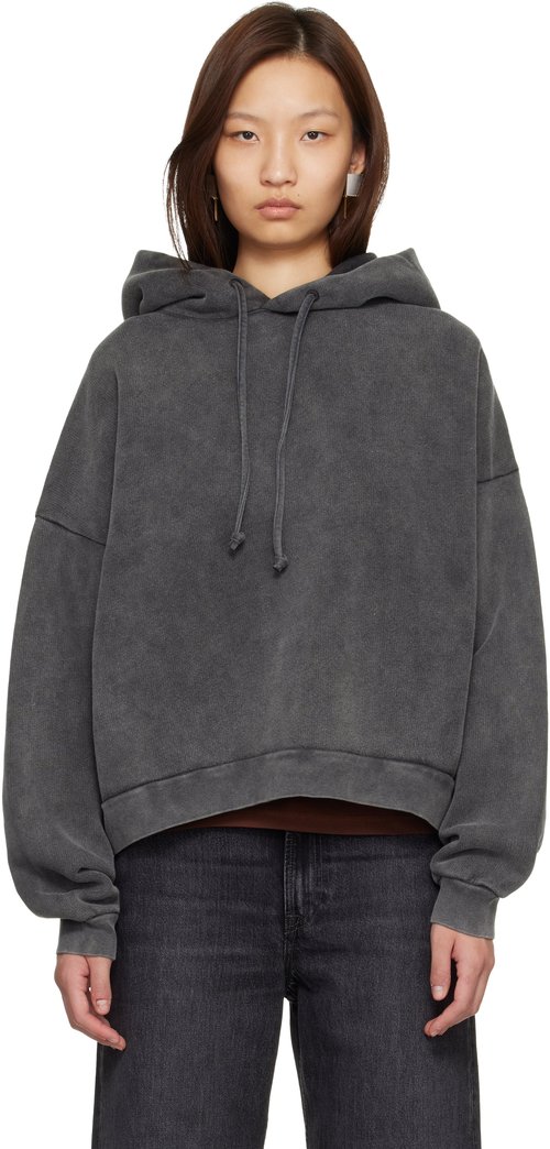 Acne Studios Gray Logo Patch Hoodie - BM0 Faded Black - CI0138-