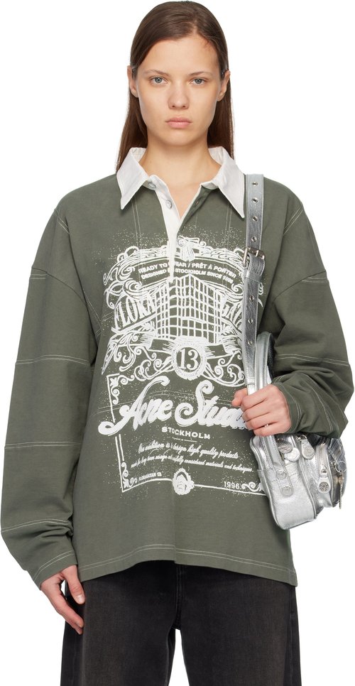 Acne Studios Green Logo Polo - DSQ Vintage Green - CL0396-