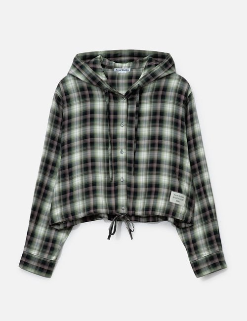 Acne Studios Hooded Overshirt - Black/ Green