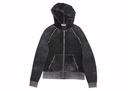 Acne Studios Hooded Zippered Sweatshirt - Black - FN-MN-KNIT000477