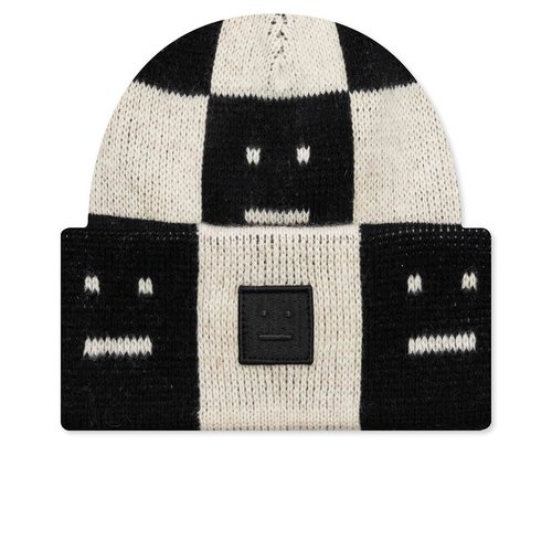 Acne Black and White Knit Beanie Acne Studios Black & Beige Knit Beanie Acne Studios main image 3
