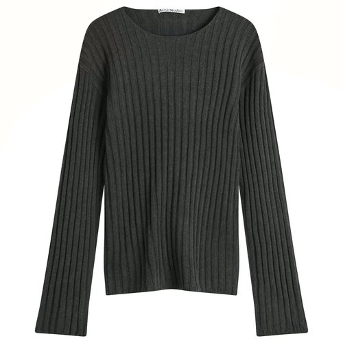 Acne Studios Kartic Cotton Core Ribbed Jumper - Dark Grey Melange - C60098-W30