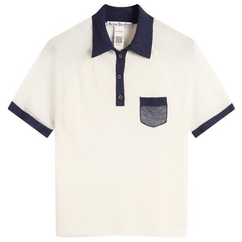 Acne Studios Kout Transparent Polo Top - White/Navy - A60590-BL1