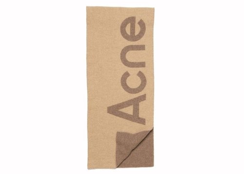 Acne Studios Logo Jacquard Scarf - Camel Brown - FN-UX-SCAR000155