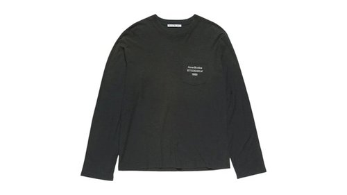 Acne Studios Long Sleeved Crewneck SweaT-Shirt Loose Fit T-Shirt - Faded Black - FN-UX-TSHI000237 FADED BLACK