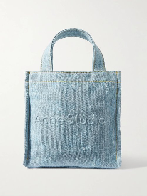 Acne Studios Mini Logo-Embossed Distressed Denim Tote Bag '228