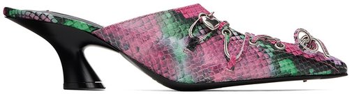 Acne Studios Multicolor Lace-Up Mules - DGC Pink/Green - AD0727-