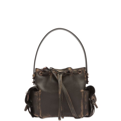 Acne Studios Multipocket Mini Bucket Bag - Dark Brown/Beige - A10466-AIP
