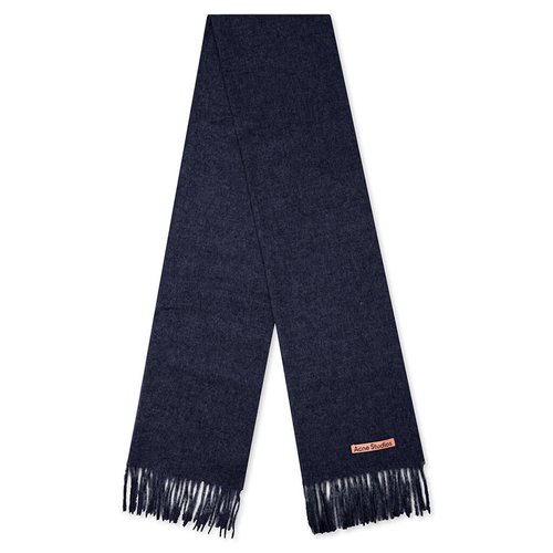 Acne Studios Narrow Wool Fringe Scarf - Navy Blue - CA0210-885