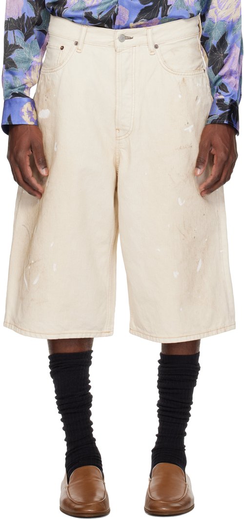 Acne Studios Off-White Distressed Denim Shorts - White - BE0218-100