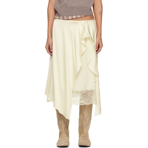 Acne Studios Off-White Layered Satin Midi Skirt - DBG Cream White - AF0564-