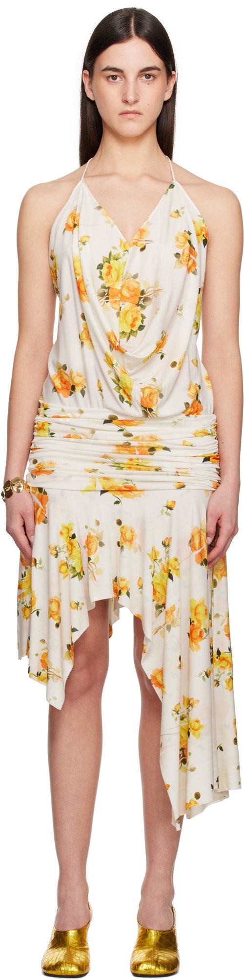 Acne Studios & Orange Strap Midi Dress - AZY Orange/White - A20789-