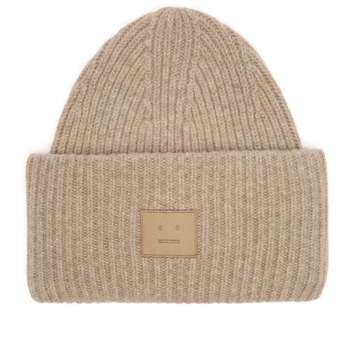 Acne Studios Pansy Face Yak Beanie Hat - Greige Melange - C40424-DRN