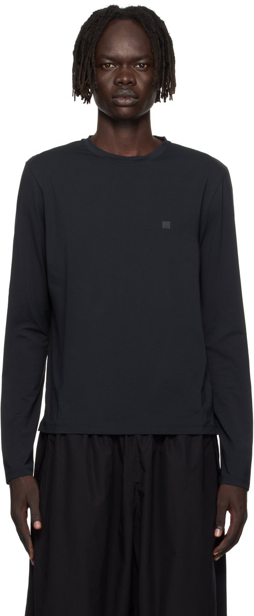 Acne Studios Regular Fit Long Sleeve Tee Shirt - Black - CL0311-900