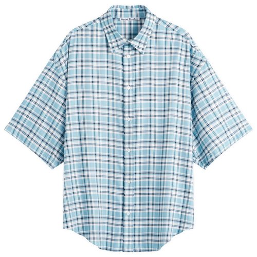 Acne Studios Short Sleeve Check Shirt - Turquoise/Blue/White - BB0701-DXB