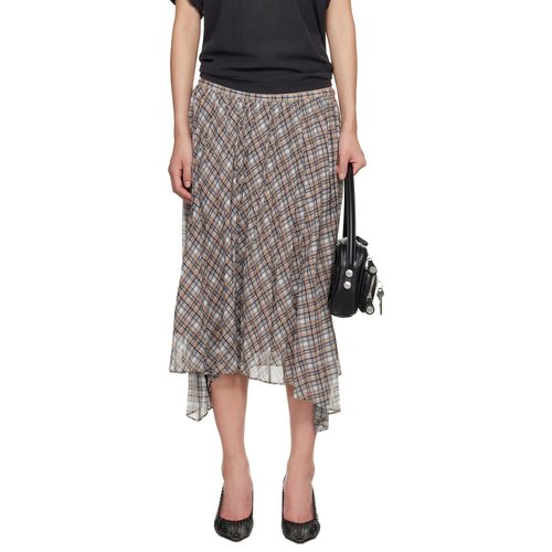 Acne Studios Tan Checked Maxi Skirt - Grey - AF0573-902